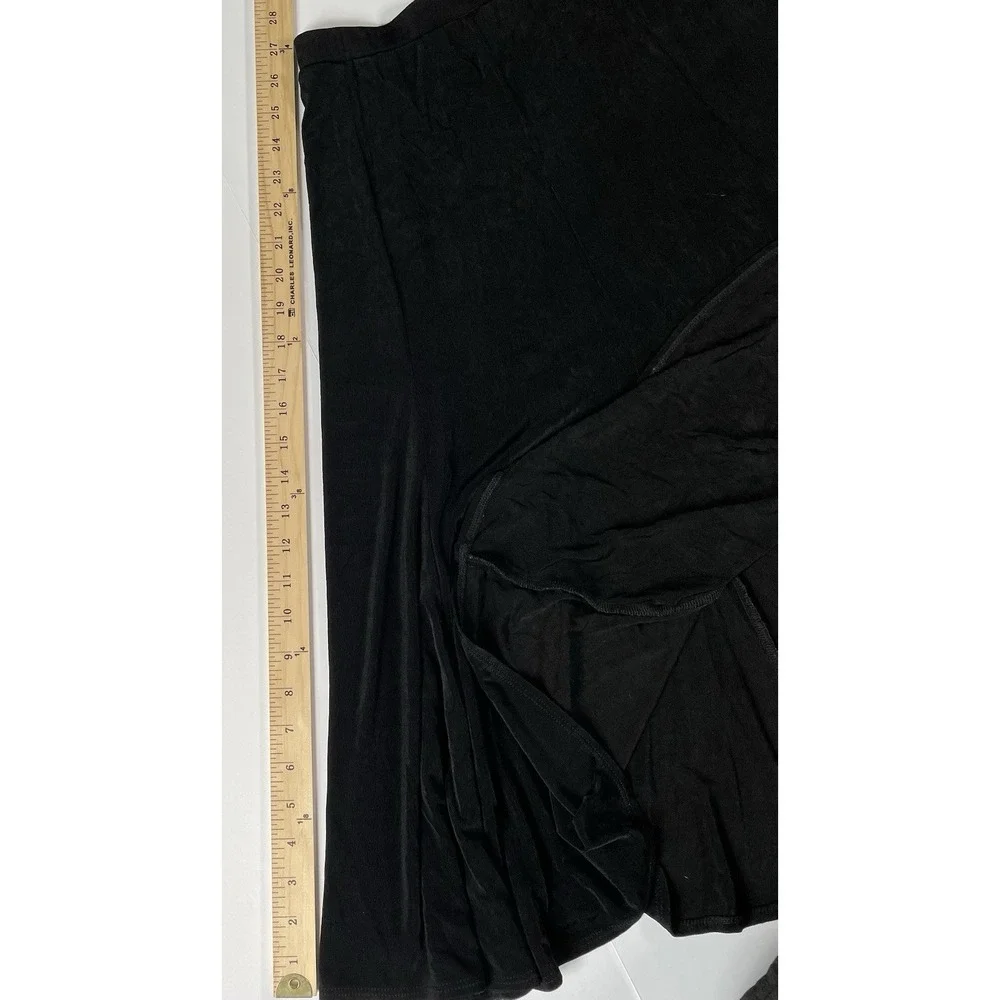 Vintage Chicos Travelers Black Maxi Fit Flare Skirt Sheer Elastic Waist SZ 3